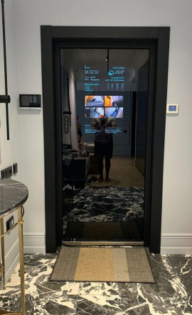 Умная входная дверь в квартиру с зеркалом